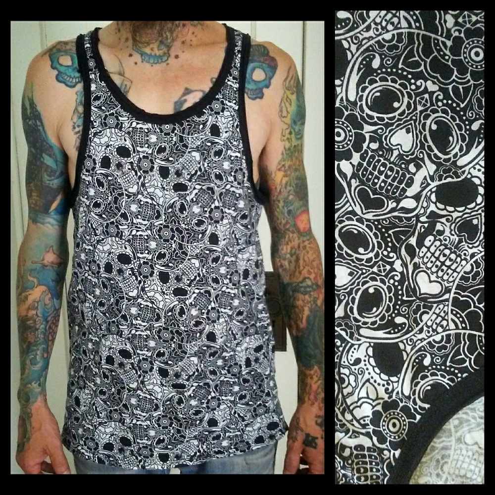 💀🖤 𝕴𝖗𝖔𝖓 𝕱𝖎𝖘𝖙 Sugar Coma Muscle Tank Skulls Mens XL Cotton Hot Topic